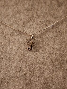 925 Sterling Silver Musical Note Pendant Necklace - Silver